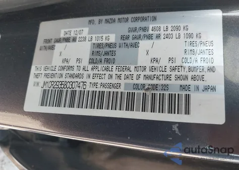 2008 Mazda Mazda5 Sport from USA, damaged, VIN JM1CR293580307476